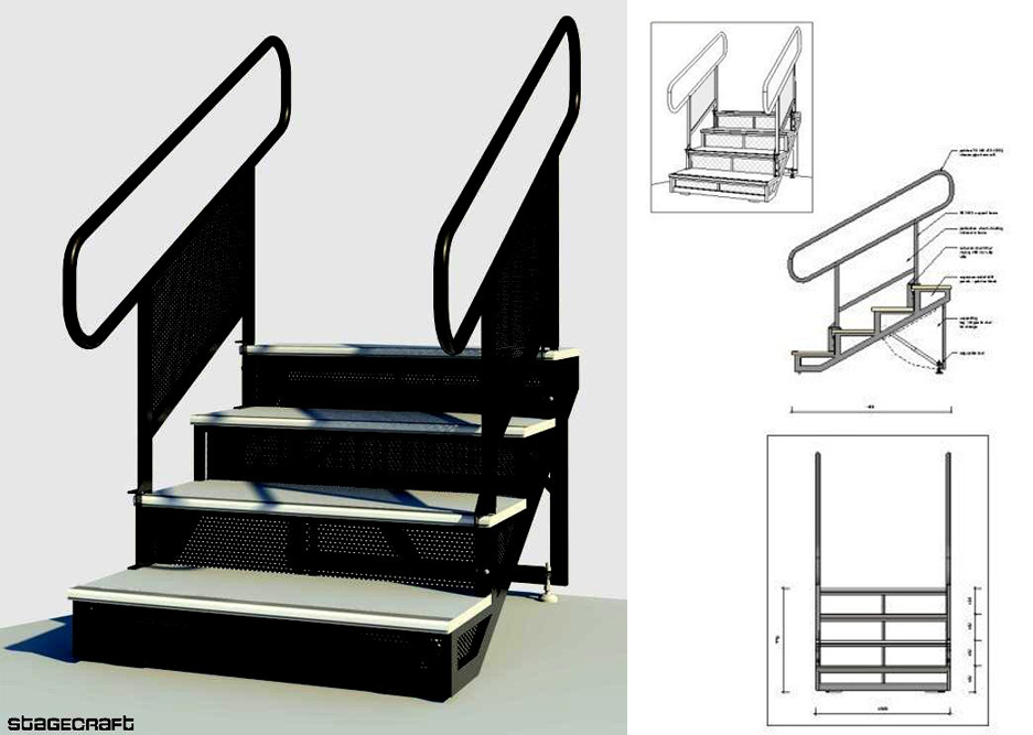 staging stairway with hand rails